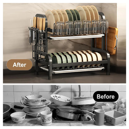 Escurridor De Platos 2 Niveles Negro Org