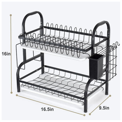 Escurridor De Platos 2 Niveles Negro Org
